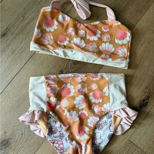 Floral Kids Bikini Set - Pink and Cream